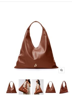 Leather Slouch Hobo Bag in Cognac by